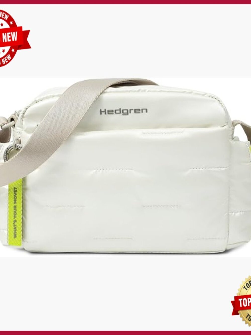 Quilted Shoulder Bag with Detachable Straps, Water Repellent, Multiple Pockets
